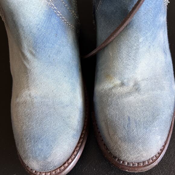 Freebird Boots Womens 8 Blue Cyrus Leather Roses Embroidery Knee High Laces Boho - Picture 16 of 16